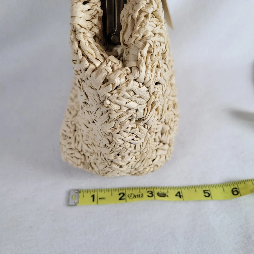 Patricia Nash Women Elara Straw Raffia Top Handle Bag Clasp Tan Chain Tan Beachy